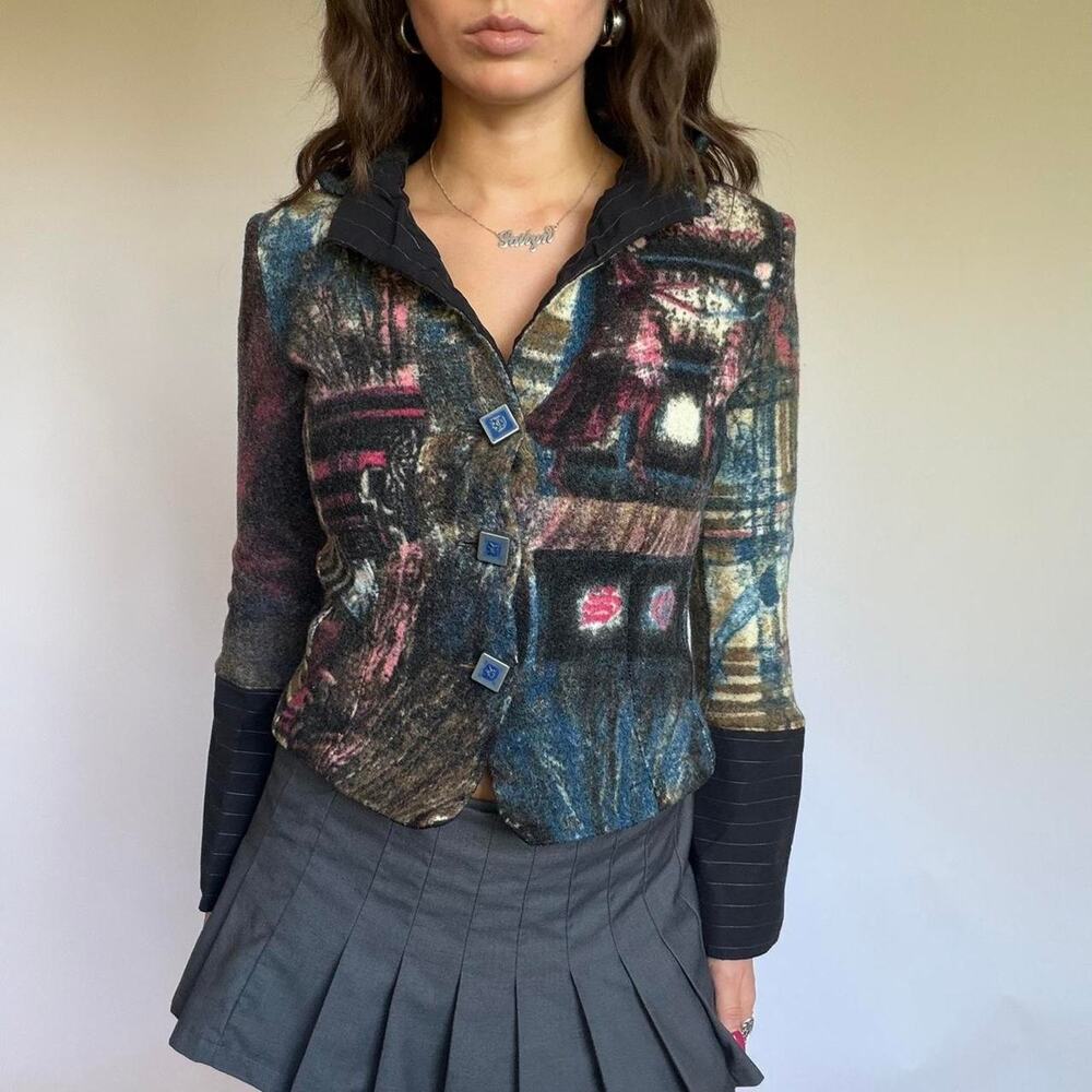 Save The Queen Wool Patchwork Blazer - image 2